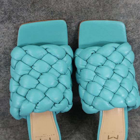 Marc Fisher Shoes Womens 7.5 Sandal Mule Dakina Heels Woven Leather Square Toe - Picture 11 of 15